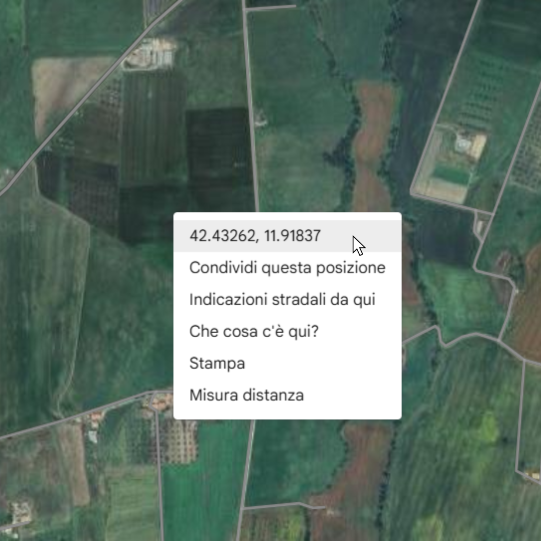 come si trovano le coordinate del terreno su google maps